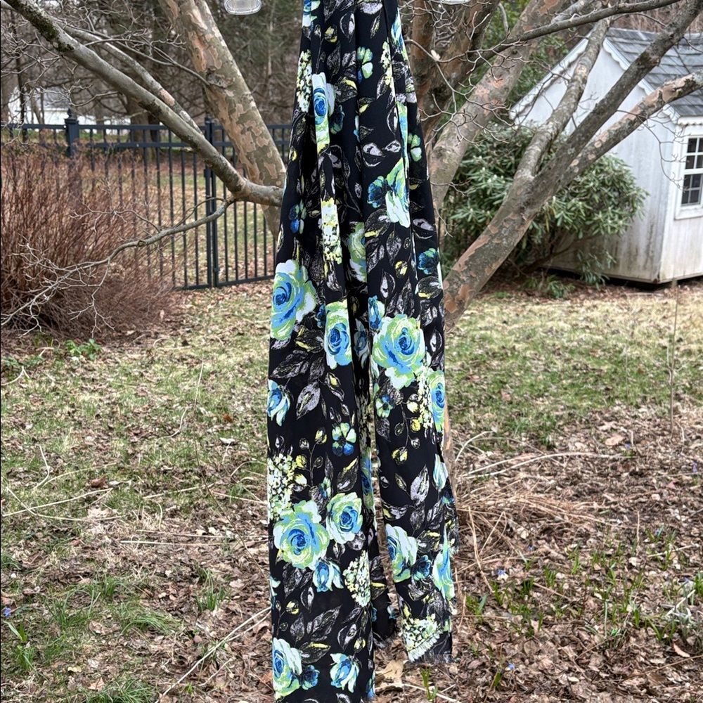 Blair Black Blue & Green Floral Scarf